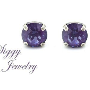 Amethyst Ignite Purple Genuine Austrian Crystal Gold Plated Stud Earrings